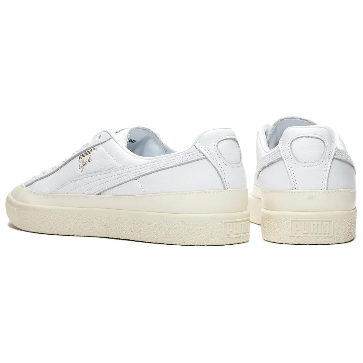 PUMA Clyde Rubber Toe Leather Leisure Board Shoes White 6