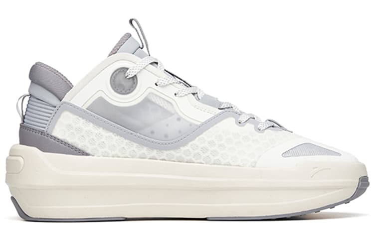 Anta C37 2.0 Slip-Resistant Cushioning Wear-Resistant Mid-Top Skateboard Shoes White Gray 3