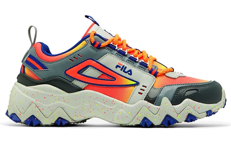 FILA Oakmont TR Cushioning Anti-Slip And Wear-Resistant Low-Top Chunky Sneakers Women's Blue Gray Orange US Version 4