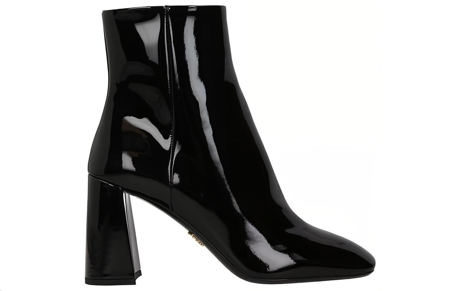 PRADA Lightweight Comfortable Patent Leather Ankle Boots Women's Black 3
