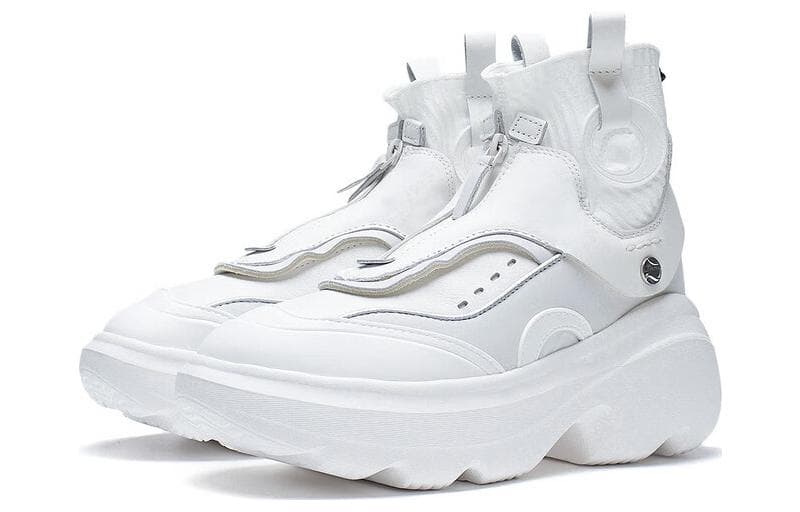 LiNing Puff Durable Breathable High-Top Sports Casual Shoes Women's White 5