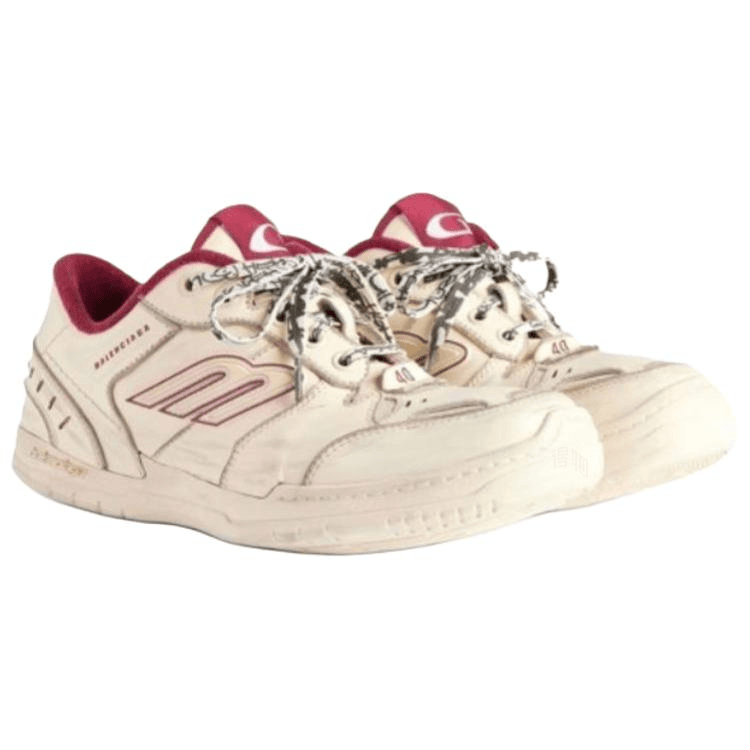 Balenciaga Hamptons Worn-Out Round Toe Lace-Up Low-Top Lifestyle Shoes Men's Beige 6