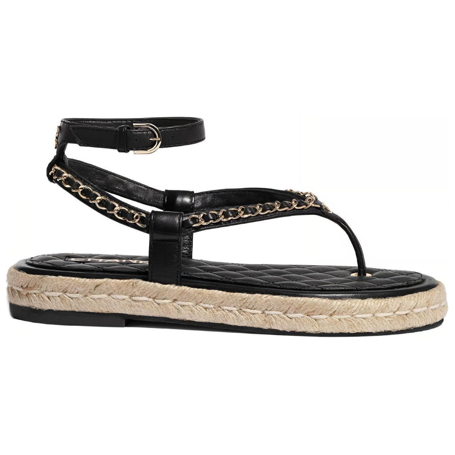 CHANEL Strap Sandals Women's Black 3