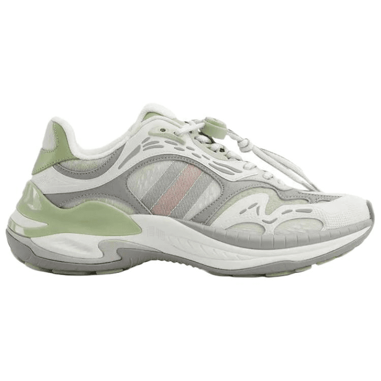 GUCCI 2.0 Mesh Leather GG Web Low-Top Sneakers Women's Green 4