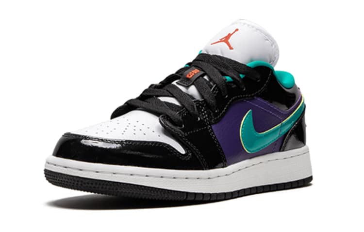 Jordan 1 Low Black Court Purple Turbo Green GS 4