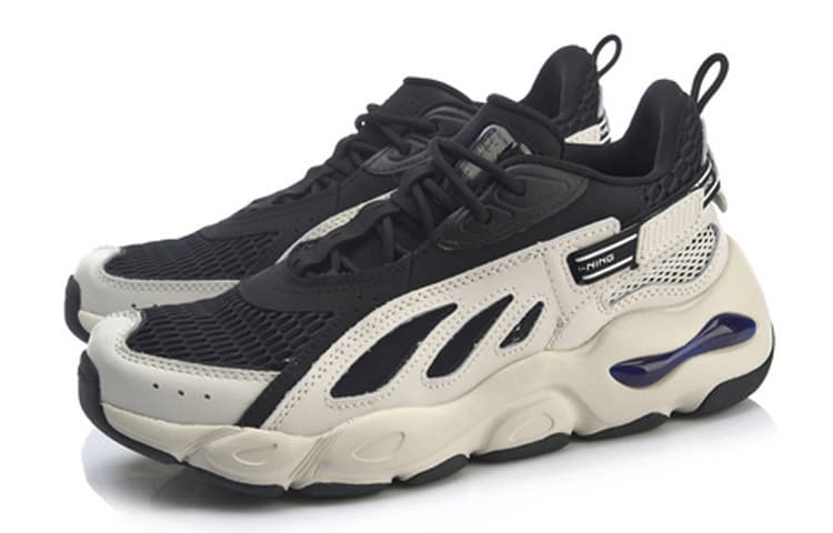 LINING Butterfly Lite Leather Men's Dad Shoes - White/Black/Dark Blue 3