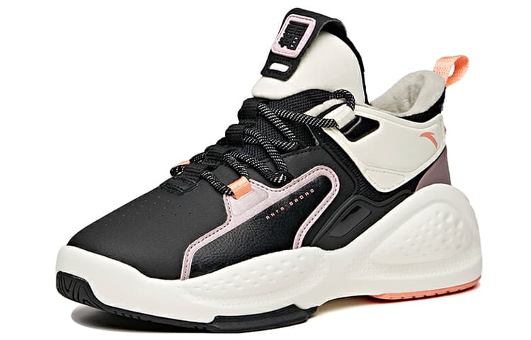 Anta Bastard Mid-Top Skateboard Shoes Women's Black White Pink 4
