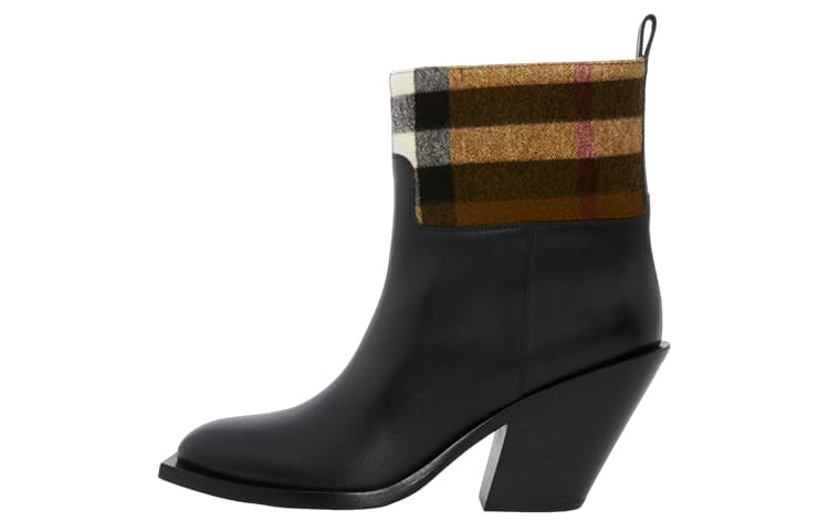 Burberry Exaggerated Check Panelled Leather Boots 2