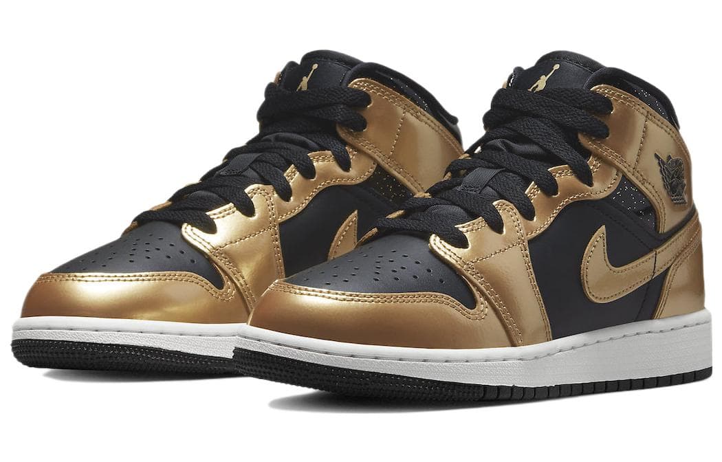 Jordan 1 Mid SE Metallic Gold Black GS 6