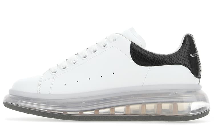 Alexander McQueen Larry Top Grain Leather Retro Stylish Skateboard Shoes Men's White Black 2