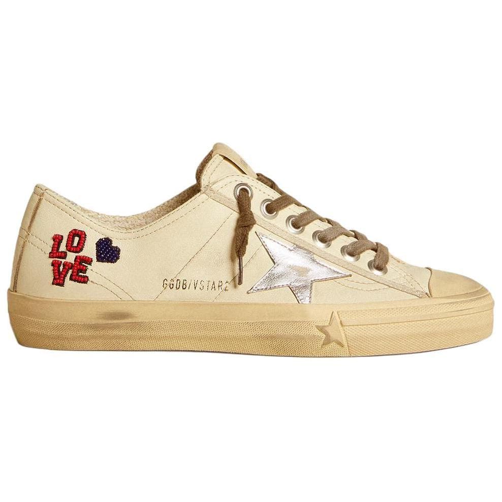 Golden Goose V-Star Lambskin Round Toe Lace-Up Low-Top Sneakers Women's Brown 4