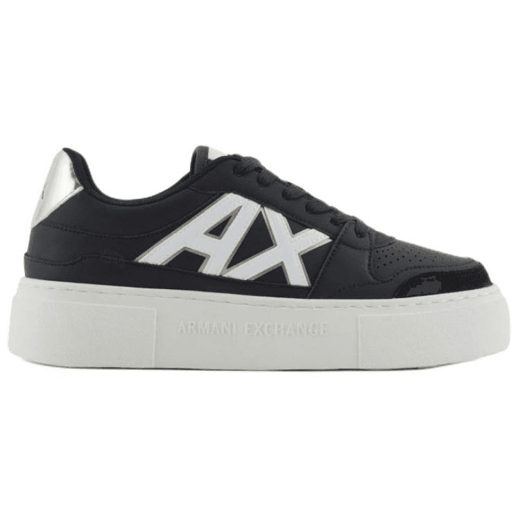 ARMANI EXCHANGE Round Toe Lace-Up Low-Top Skate Shoes Women's Black 3