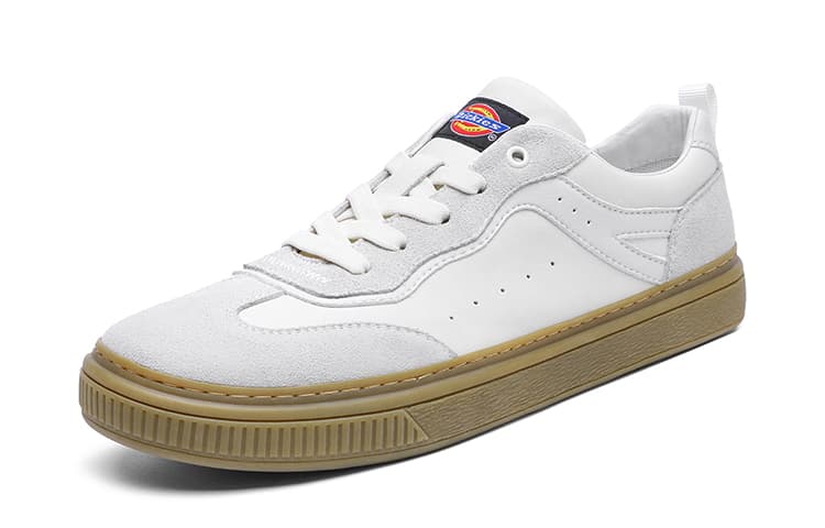 Dickies Ultra-Fiber Leather Panel Comfort German Training Low Top Skateboard Shoes Men's White 4