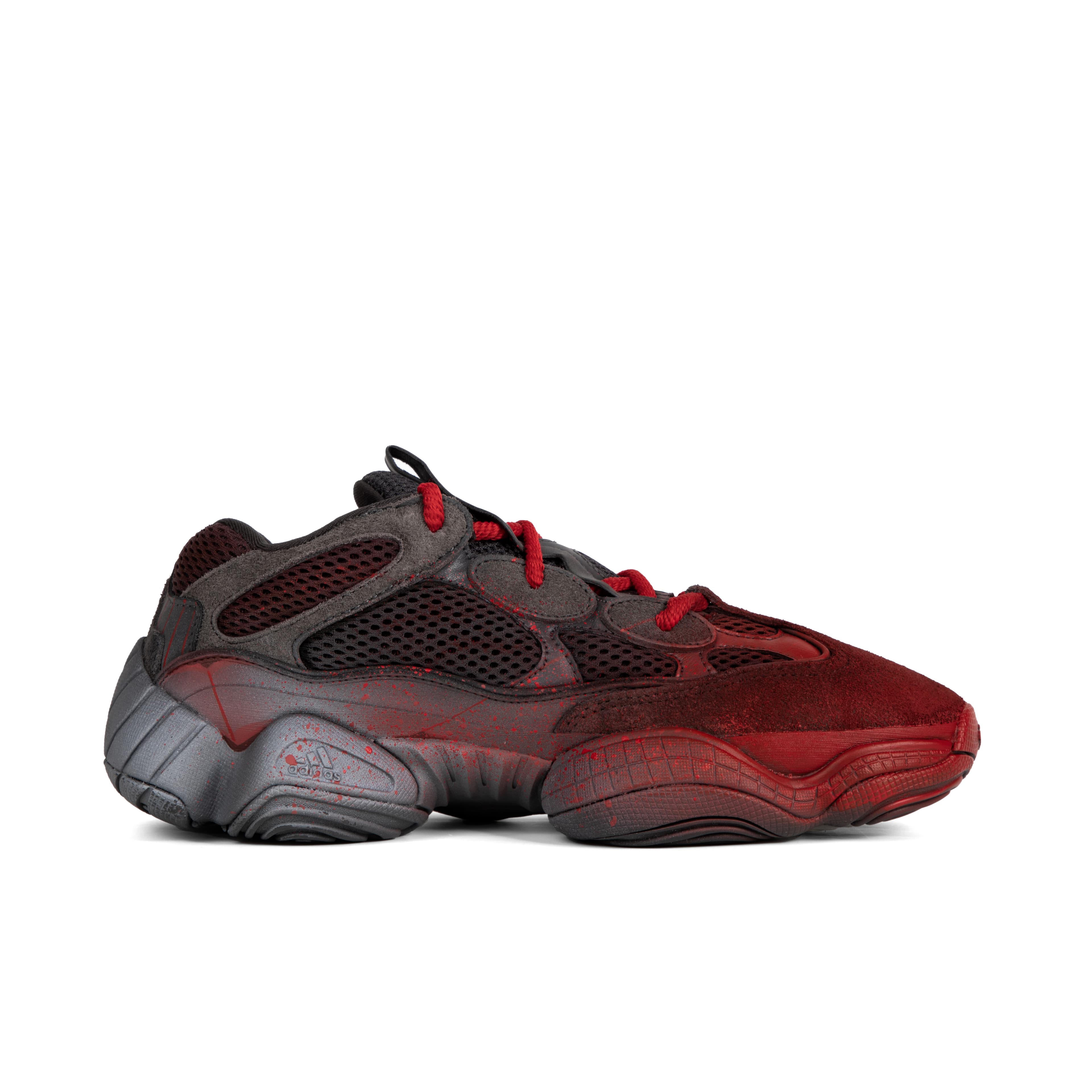 Adidas Originals Yeezy 500 Durable Breathable Low-Top Chunky Sneakers Unisex Black Red 4