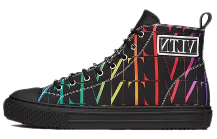 Valentino Giggies High-Top Canvas Shoes Men's Black 2