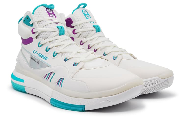 LINING 937 Vintage Basketball Shoes Men High-Top White/Green 6