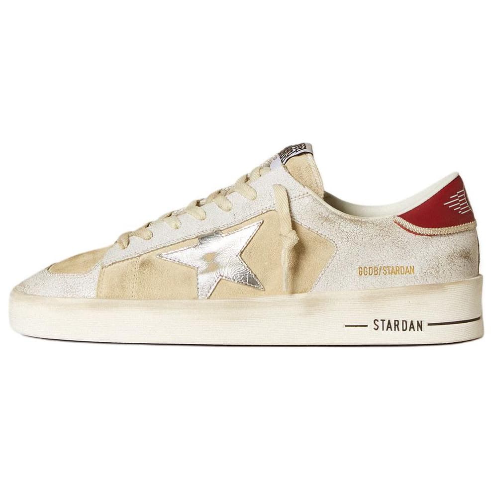 Golden Goose Stardan Leather Lace-Up Round Toe Low-Top Sneakers Men's Beige