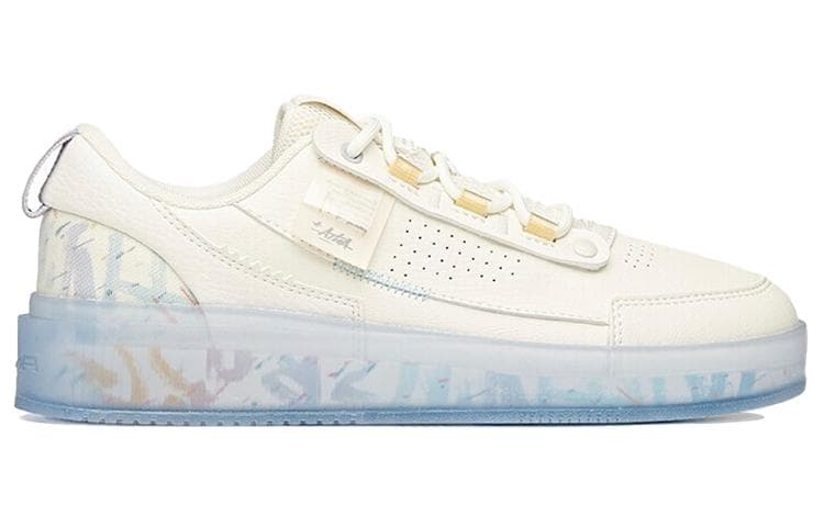 ANTA Life Collection Skateboard Shoes Women's Low-Top Ivory White/Light Purple Gray 3