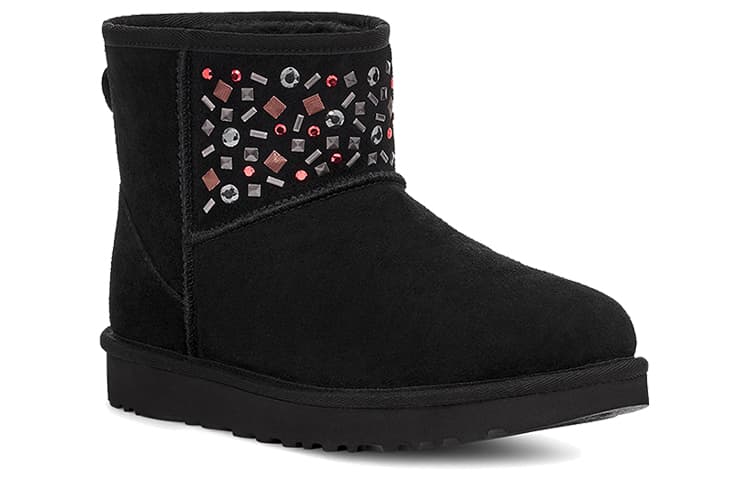 UGG Classic Mini Stud Ii Rivets Snow Boots Black Women's 6