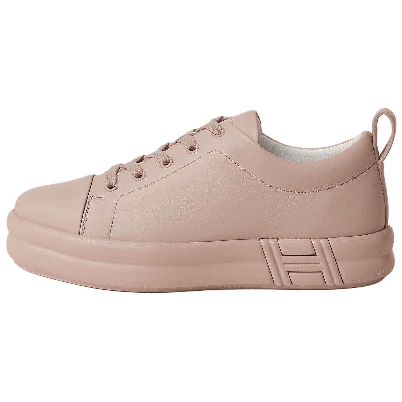 HERMES Happy Calfskin Round-Toe Lace-Up Low-Top Skate Shoes Women's Pink 2