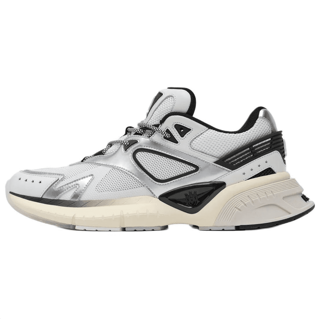AMIRI Ma Runner Leather Round Toe Lace-Up Low-Top Casual Shoes Women's Silver