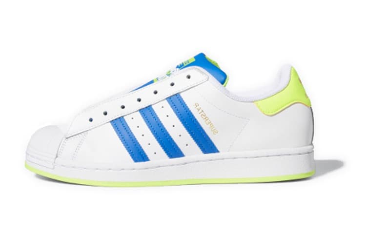 Adidas Originals Superstar Laceless White Blue Solar Yellow 2