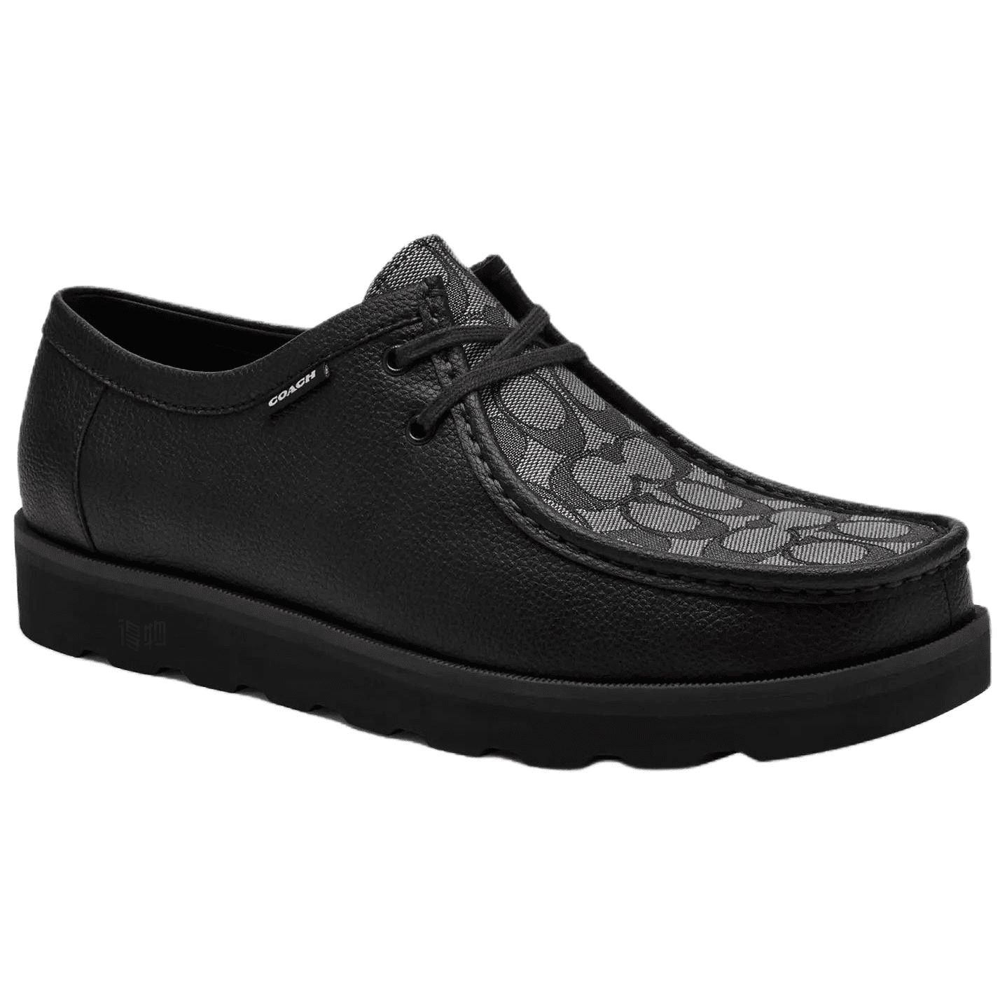 COACH Chukka Leather Round Toe Lace-Up Polo Boots Casual Shoes Men's Black 6