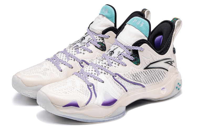 Courtman X ANTA Frenzy 4 Pro Basketball Shoes Men Low-Top White Purple 6
