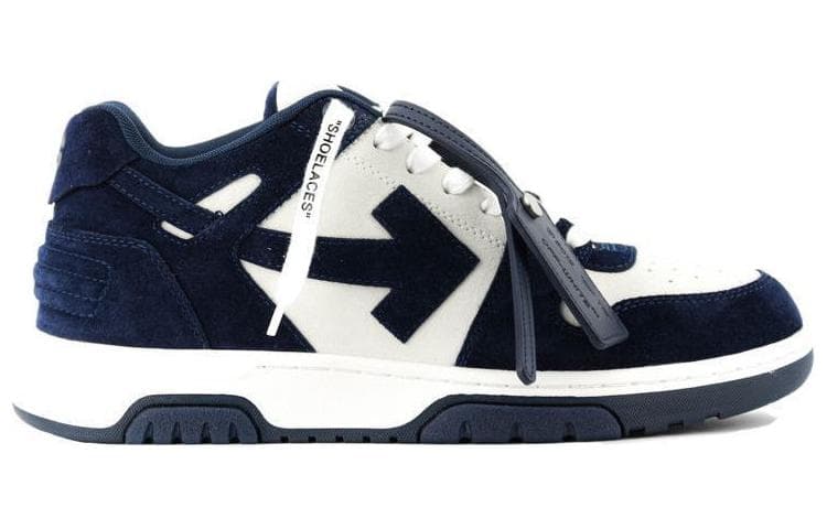 OFF-WHITE Out Of Office Ooo Low Tops White Navy Blue Suede 4