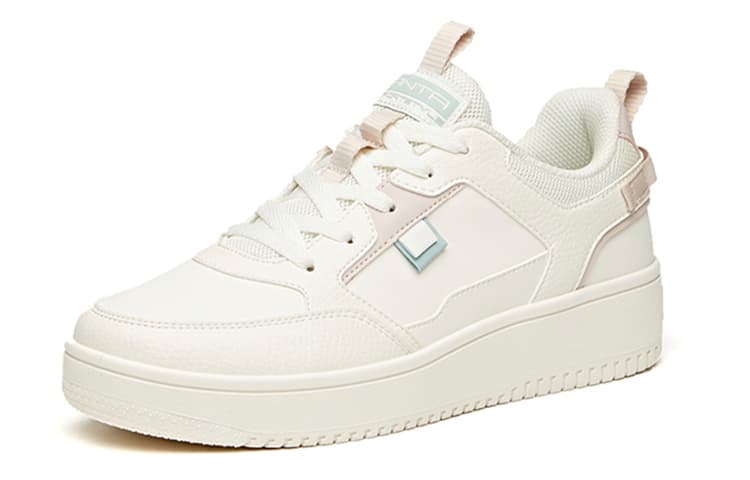 ANTA Life Collection Skateboard Shoes Women's Low-Top Ivory White/Lotus Grey 6