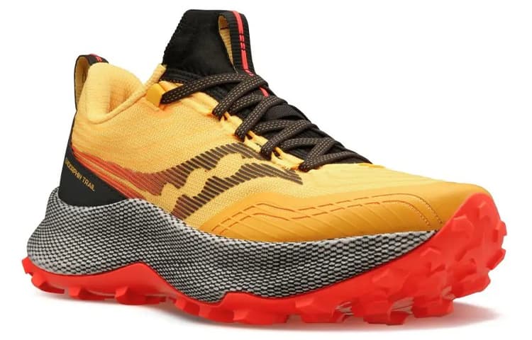Saucony Endorphin Trail Running Shoes Men Low-Top Orange Black/Gray 6