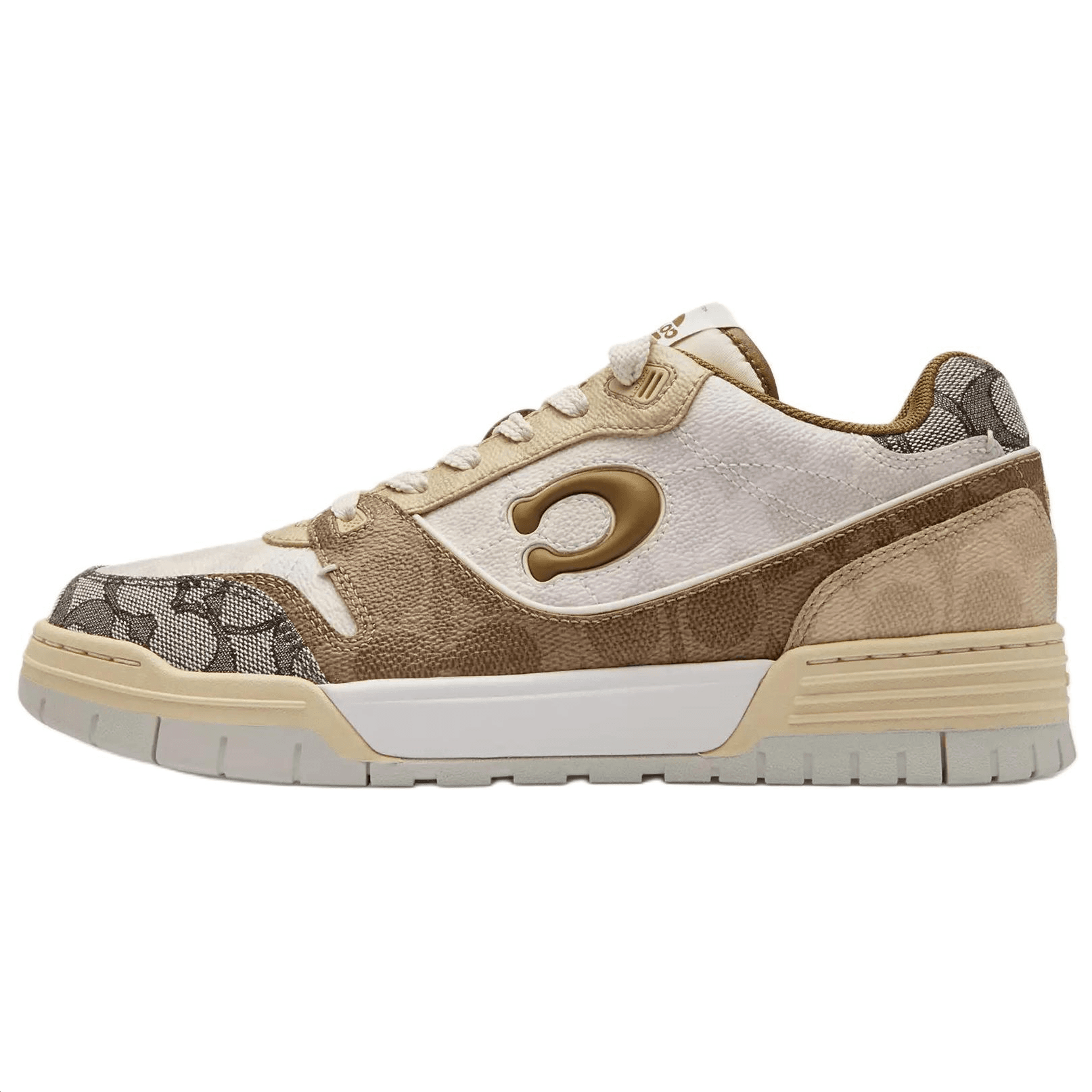 COACH Soho Mixed Classic Logo Round-Toe Lace-Up Low-Top Skate Shoes Women's Brown