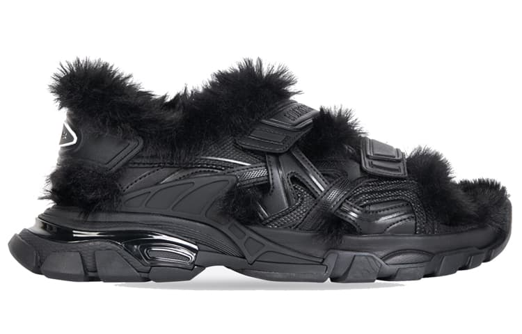 Balenciaga Track Sandal Fake Fur Black 4