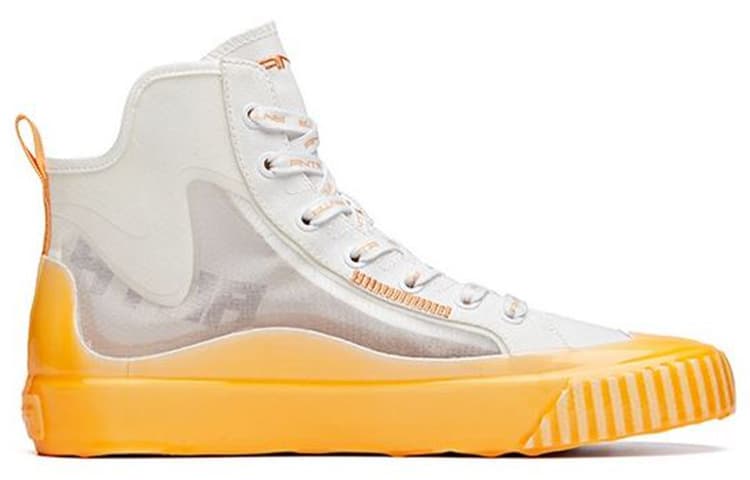 Anta Anti-Slip Wear-Resistant High-Top Canvas Shoes White Orange 3