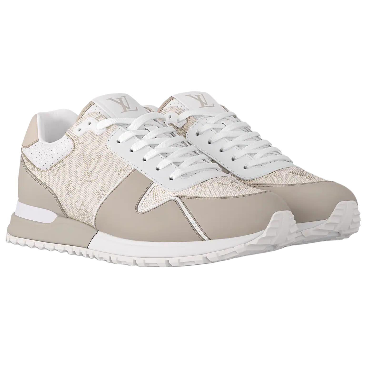 LOUIS VUITTON Run Away Calfskin Round Toe Lace-Up Low-Top Sneakers Men's Beige 5