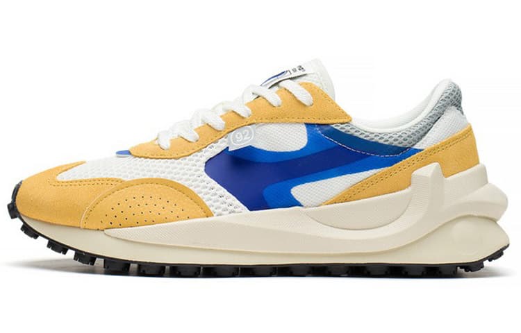 LINING Square Casual Shoes Men Low-Top Champagne White/Light Sienna Yellow/Signal Blue 2