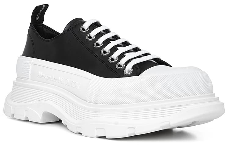 Alexander McQueen Tread Slick Low Lace Up Black Leather White 5