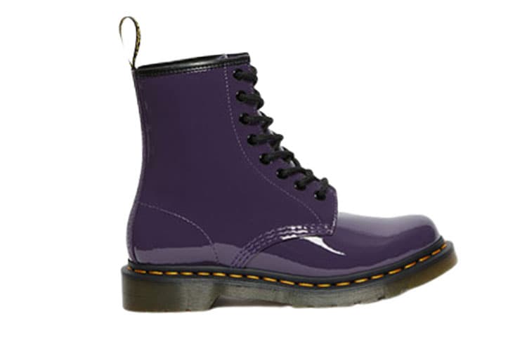 Dr.Martens Lens Patent Leather 8 Martin Boots Black Purple Women's 4