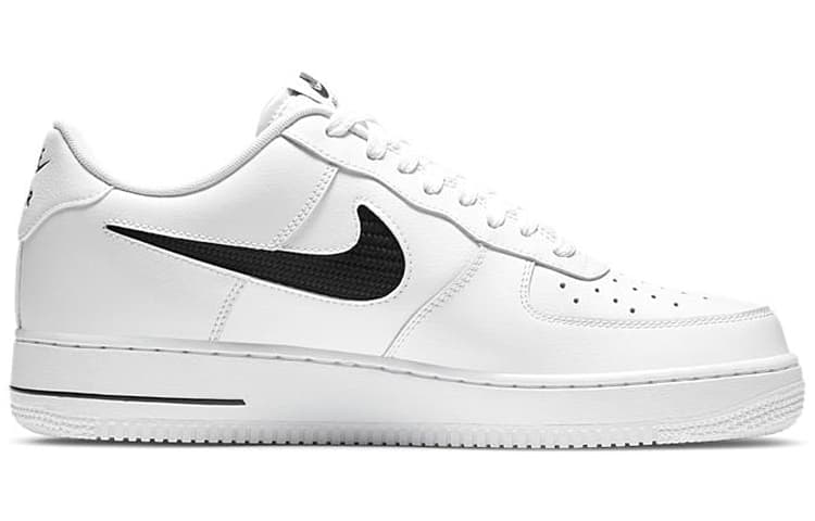 Nike Air Force 1 Low Cut Out Swoosh White Black 4