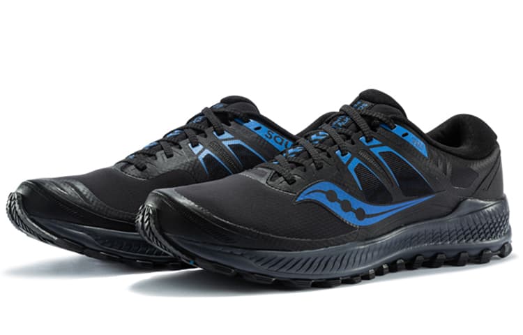 Saucony Cushioning Wear-Resistant Breathable Supportive Low-Top Running Shoes Men's Black Blue 5