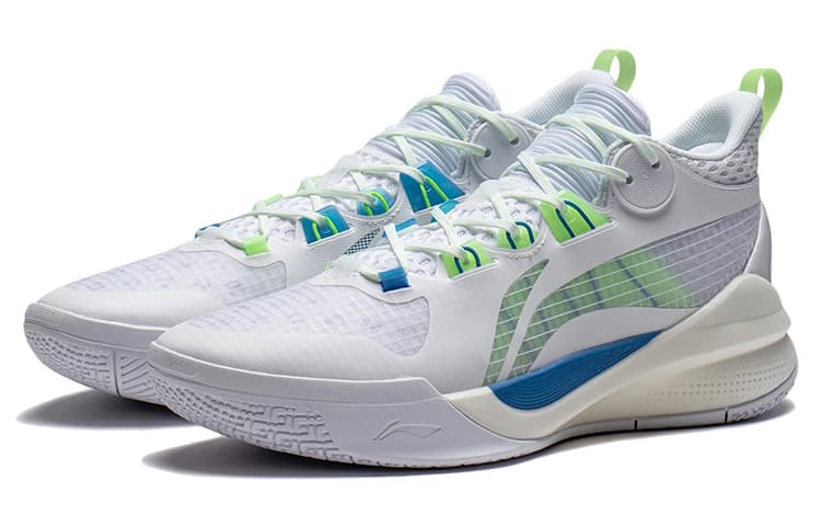 LINING Sonic 10 Team Basketball Shoes Men Mid-Top Standard White/Neon Green 5