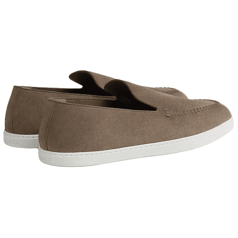 HERMES Julian Suede Slip-On Loafers Low-Top Casual Shoes Men's Brown 6