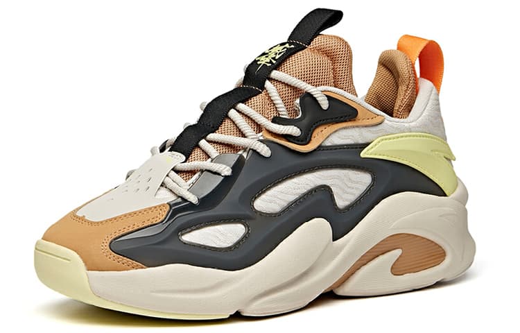 Anta Bastard Slip-Resistant Coverage Low-Top Chunky Sneakers Men's Gray Brown Yellow 3