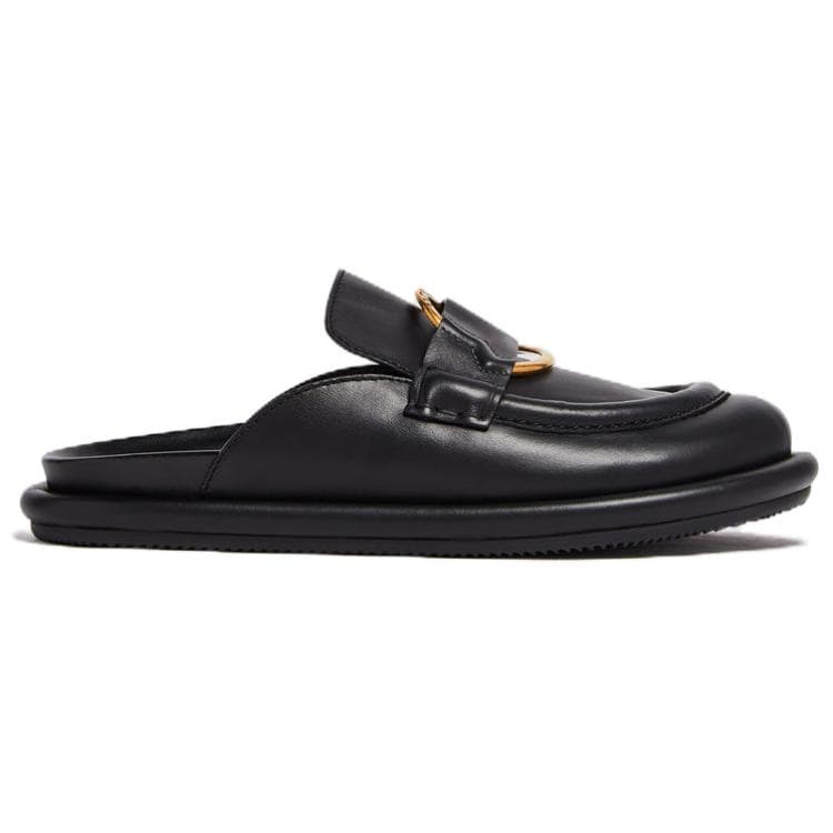 Moncler Leather Comfort Lightweight Closed-Toe Slippers Women's Black 3