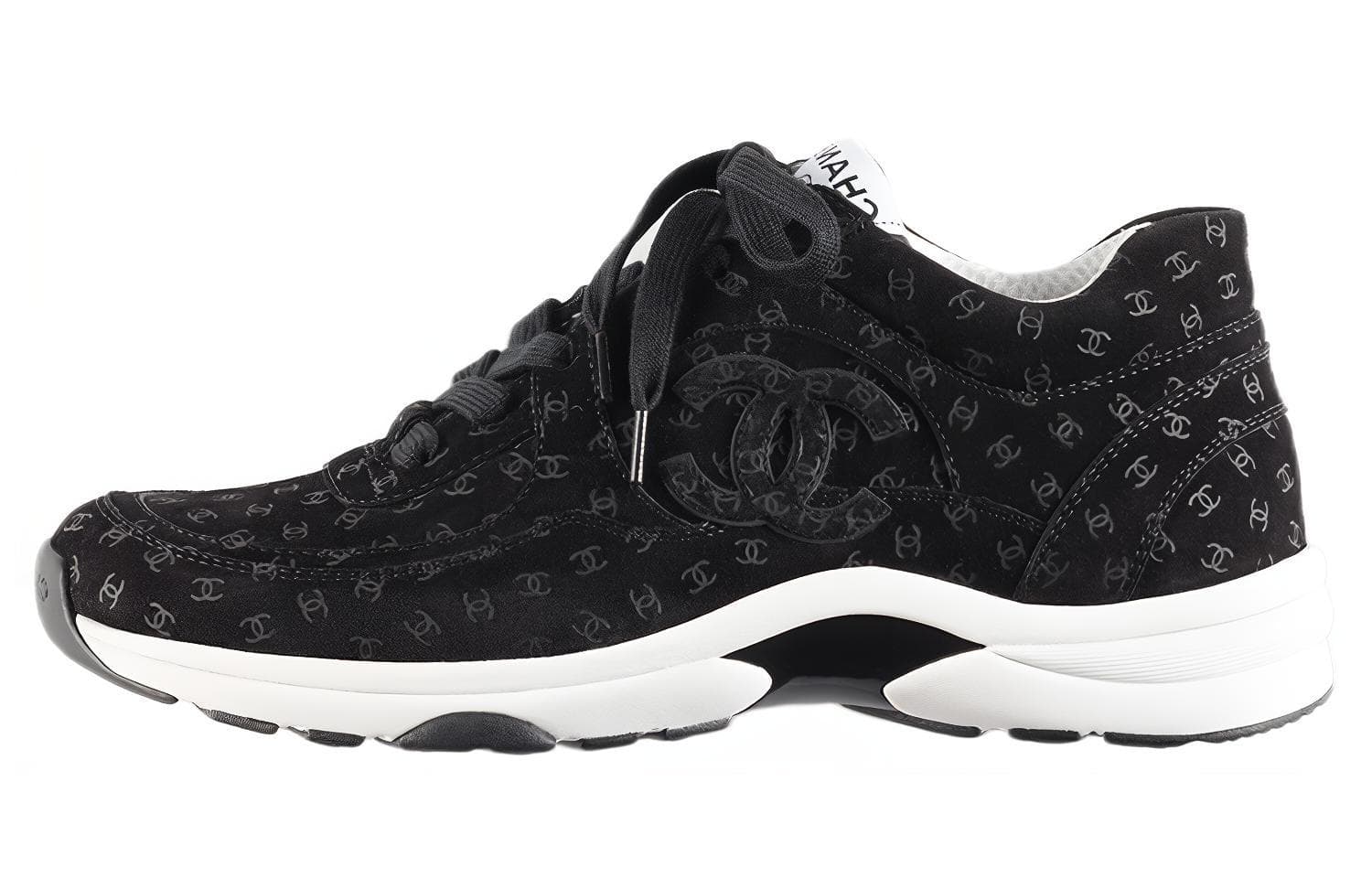 CHANEL Suede Trainer Printed Cc Black Women's 2