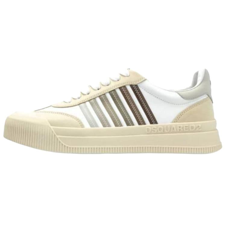 DSQUARED 2 Leather Round Toe Lace-Up Low-Top Skate Shoes Women's Beige