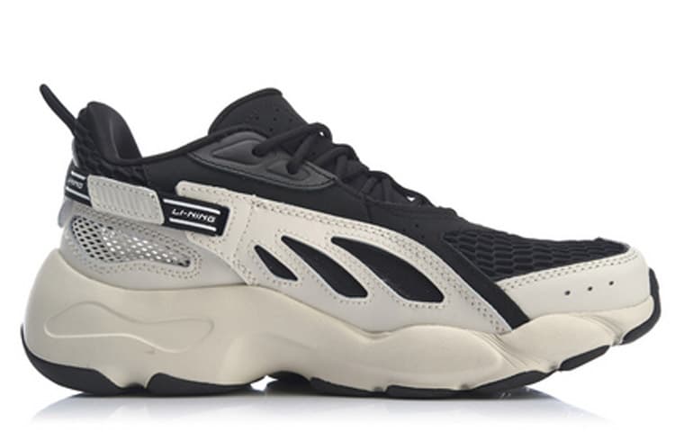 LINING Butterfly Lite Leather Men's Dad Shoes - White/Black/Dark Blue 6