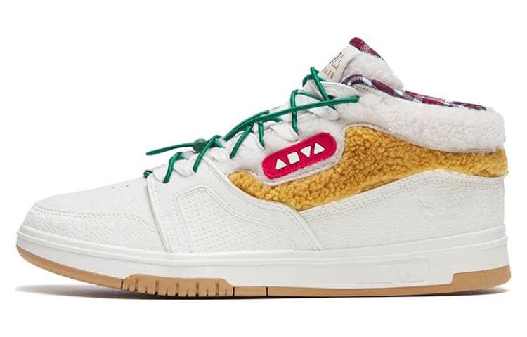 Anta Qiuyou Cushioned Warm Anti-Slip And Wear-Resistant Mid-Top Skateboard Shoes Women's White Brown Green