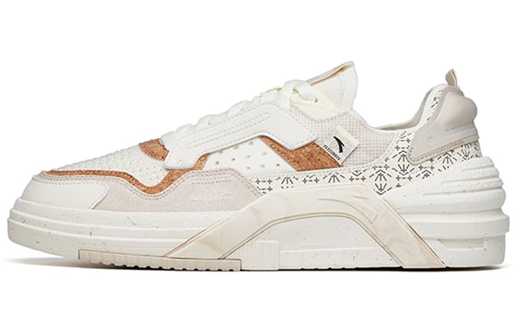 ANTA Life Collection Skateboard Shoes Men Low-Top White Brown 2