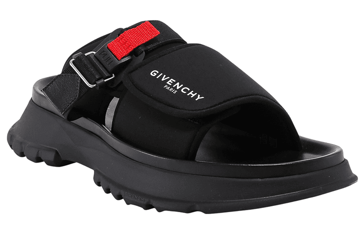 Givenchy Round Toe Open Toe Slip-On Slide Sandals Men's Black 6